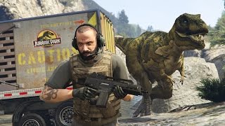 GTA 5 Mods - JURASSIC WORLD w/ T-REX ATTACK MOD!! GTA 5 T-Rex Mod Gameplay! (GTA 5 Mods Gameplay)