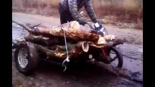 Осень, грязь, за дровами на мопеде альфа 110 с самодельным боковым прицепом