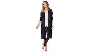 Slinky Brand LongSleeve Knit Duster with Back Slit