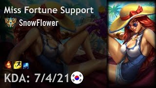 Miss Fortune Support vs Nami - SnowFlower - KR Challenger Patch 6.21