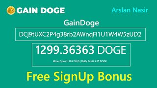 GainDoge - Dogecoin Mining Platform 2020 | Free Signup Bonus Live Payment Proof Urdu Hindi