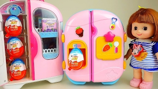 Baby Doll refrigerator and Kinder Joy Surprise eggs toys play