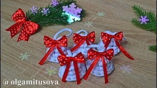 "Новогодние колокольчики крючком из трикотажной пряжи" (Christmas bells crochet)