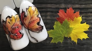 ?? ОСЕННИЙ ЛИСТОК ?? ОСЕННИЙ МАНИКЮР С ДИЗАЙНОМ ГЕЛЬ ЛАКОМ ЛИСТЬЯ НА НОГТЯХ КАПЛИ РОСЫ InGarden