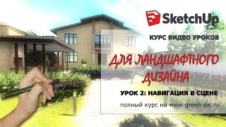 SketchUp. Инструменты навигации в сцене. 2 урок. Курс видео уроков для ландшафтного дизайна
