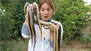 How To Cook Water Snake In My Country - Beautiful Girl Cooking - Village Food Factory