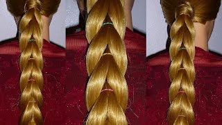 Простая Коса с помощью резинок.Причёска для средних, длинных волос.Плетение косичек для детей