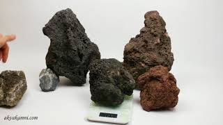 Сравнение камней для аквариума, черная лава, коричневая лава, карпатский камень