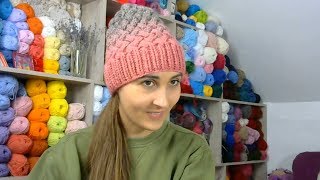 Шапки онлайн. Выпуск 10. Часть 2. Макушка у шапки узором плетенка. Прямой эфир с Instagram