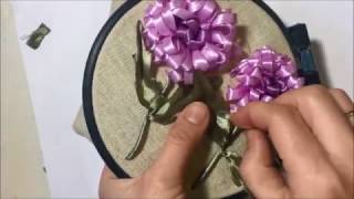 Хризантема вышитая лентами (объемная) / Chrysanthemum embroidered with ribbons (three-dimensional)