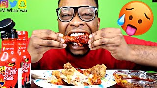 2X Spicy KOREAN Wing Challenge Korean BBQ Spicy Chicken + BOTOL SAOS SAMYANG NUCLEAR Mukbang ASMR 먹방