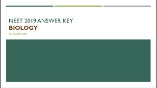 NEET 2019 Biology Answer Key and Question Paper