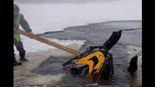 На снегоходе по воде ч.3 Утопили.