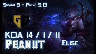 Gen Peanut ELISE vs SKT T1 Clid LEE SIN Jungle - Patch 9.13 KR Ranked