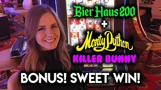 SWEET WIN! Killer Bunny BONUS! Monty Python Slot Machine! Bier Haus 200 BONUS!