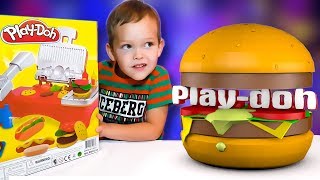 Играем в Play Doh Готовим Гамбургер и Шашлык из пластилина. Обзор набора плей до