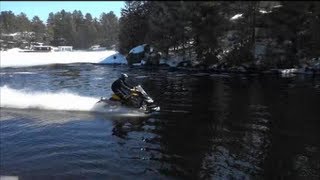 Water Skipping Gravenhurst Narrows on a Snowmobile