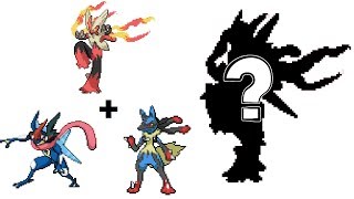 Pokemon Fusion Sprite: Request #75: Ash Greninja, Mega Blaziken, Mega Lucario