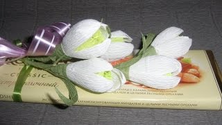 Цветы Подснежники из гофрированной бумаги Сувениры Идеи на 8 Марта, День рождение, День матери DIY