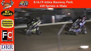 8.16.19 Attica Raceway Park 410 Sprints A-Main