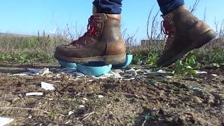 Heavy Italian hiking boots, stomp, trample and destroy some bowls