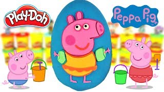 Huevo Sorpresa Gigante de Peppa Pig Vacaciones en la Piscina de Plastilina Play Doh en Español