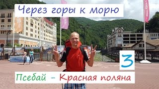 Поход через горы к морю. Псебай - Красная поляна. Часть третья. Река Чистая - Красная Поляна.