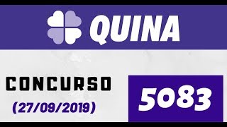 Resultado da QUINA Concurso 5083 de Hoje SEXTA-FEIRA (27/09/2019) GANHADORES DA QUINA 5083