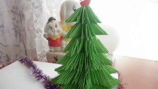 Елка на Новый год - поделка в дет.сад (модульное оригами)