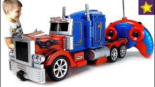 Машинки Трансформеры Робот Грузовик на радиоуправлении со светом и звуком RC Transformer Truck