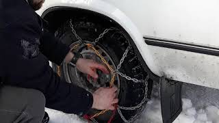 Цепи противоскольжения. Как одеть цепь на колесо. Anti-skid chains. How to put a chain on the wheel.