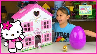 Big Purple Egg Surprises | Golden Kinder Surprise Egg Toys | Hello Kitty Doll House Playset & Frozen