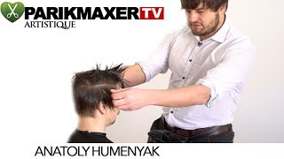 Мужская стрижка с массивной челкой. Анатолій Гуменяк парикмахер тв Artistique Nederland