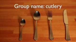 Basic English vocabulary - Knife, fork, spoon, cutlery