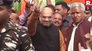 Grand Welcome To BJP Chief Amit Shah In Delhi HQ | North East Elections 2018