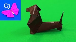 Оригами из бумаги Такса / бумажные животные