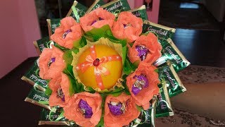 Букет из чая,апельсина и конфет.Букеты на День учителя.