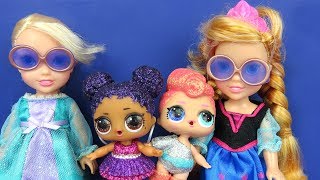 LOL Surprise Dolls ! Elsa and Anna toddlers - Big Fizz balls - Bath - Confetti Pop