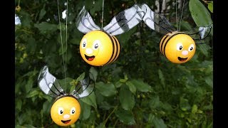 DIY ПЧЁЛКА из КОНТЕЙНЕРА ОТ КИНДЕР Сюрприза /ПОДЕЛКИ для дачи и сада /Поделки с детьми/Украшаем дачу