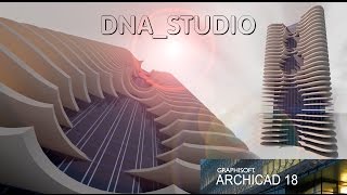 ArchiCAD 18.Фасад здания.Инструменты : перекрытие,морф,навесная стена.(Overlap,morph,curtain wall).