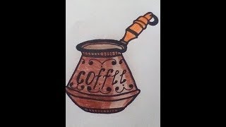 Турка для кофе/Рисунок/Como dibujar un turco para el cafe Как нарисовать милые рисунки