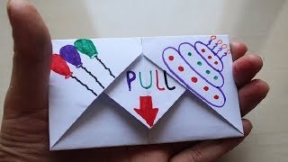 DIY - Pull Tab Origami Envelope Card || Letter Folding Origami || birthday Card | Greeting Card |