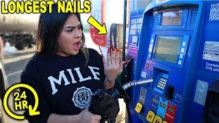 Wearing CARDI B NAILS for 24 HOURS!! **painful**