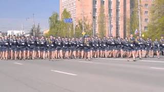 Video Russian army women during a military parade