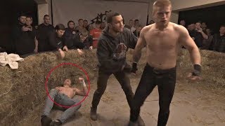 Бой на голых кулаках Ушу Мастер жестко нокаутировал!