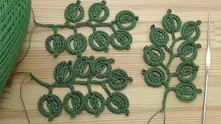Вязание крючком ВЕТОЧКИ с ЛИСТИКАМИ мотив для ирландского кружева  crochet irish lace