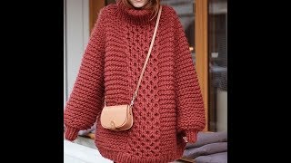 Женский Свитер Крупными Спицами - 2019 / Women's Sweater Large Knitting