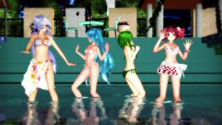 [MMD 4K]ポーカーフェイス Miku Haku GUMI Teto Bikini