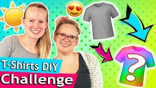 T-Shirt DIY CHALLENGE aus schlichten Shirts werden coole Sommershirts | Eva vs Kathi DIY Inspiration