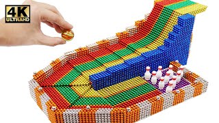 DIY - How To Make Marble Bowling Game From Magnetic Balls ( Satisfaction ) | Magnet World 4K